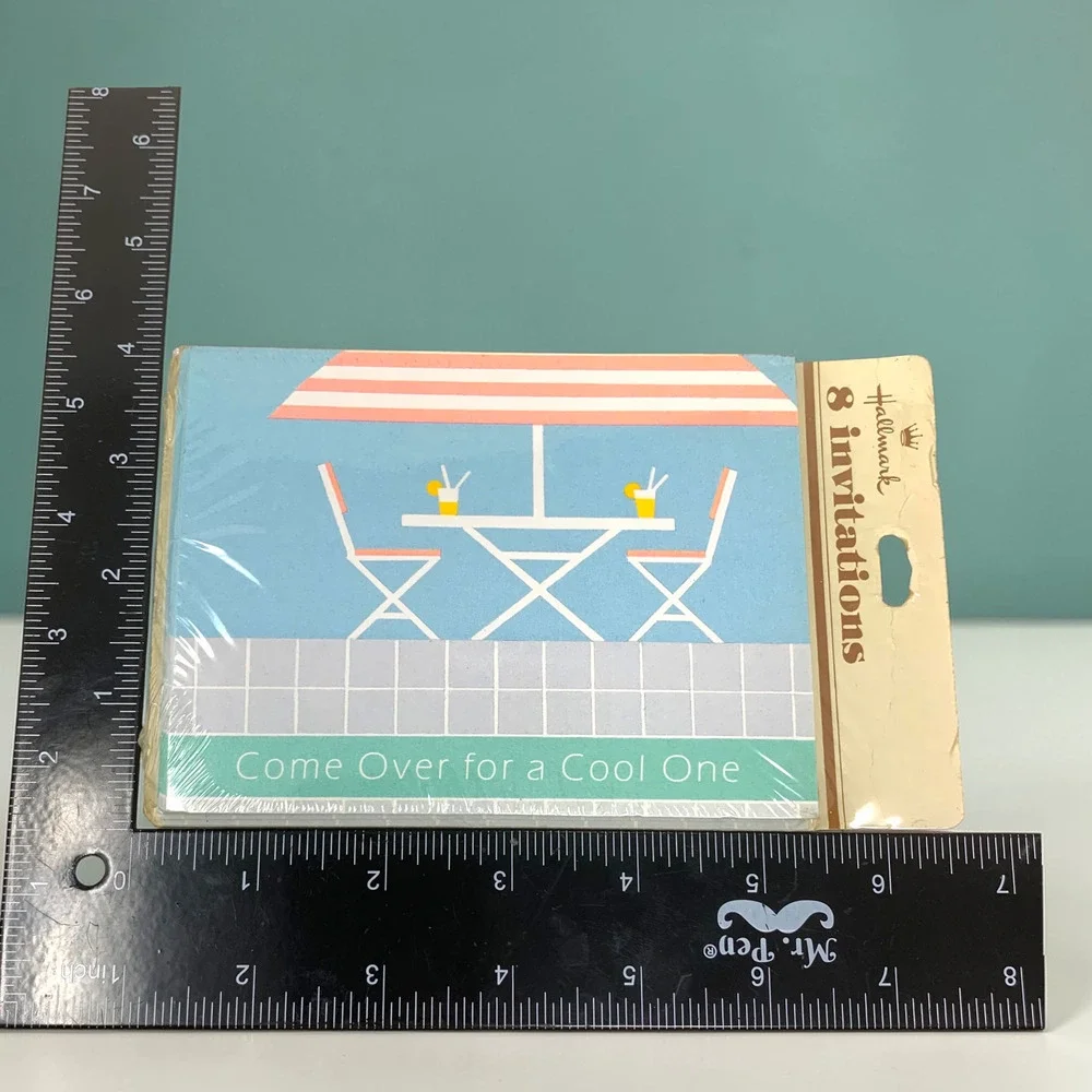 Lot 4 Vtg Hallmark Pool Party Invitations Sealed NOS Mid Century Modern Patio